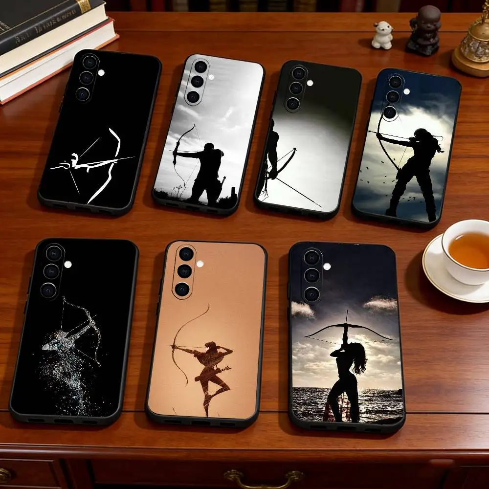 S-Shooting with bows Phone Case For Samsung Galaxy A73,A72,A71,A70,A53,A52,A51,Others Soft Black Cover