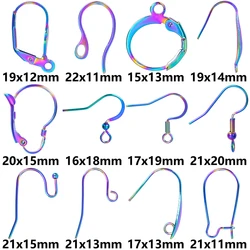 50pcs/Lot Rainbow Ear Hooks For Jewelry Making Earrings Ear Piercing Hoop Stainless Steel Jewelry Findings Wholesale Components