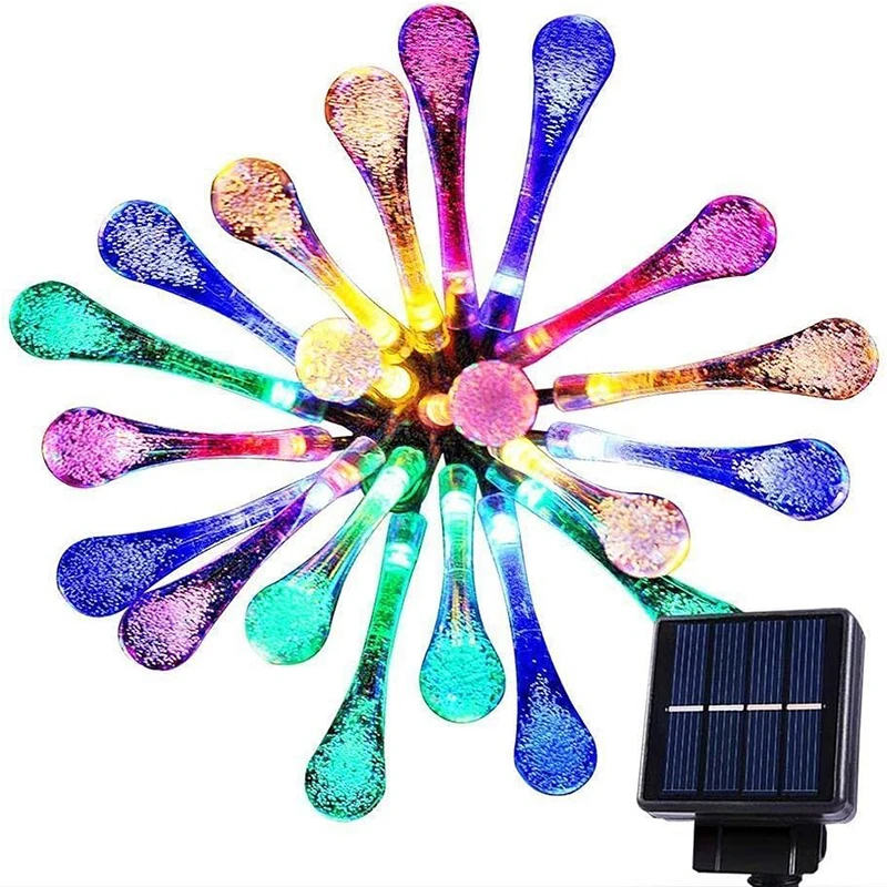 

Solar String Lights LED Water Drop Lights Outdoor Waterproof Solar Christmas Lights for Garden Patio Yard Tree Party Decor