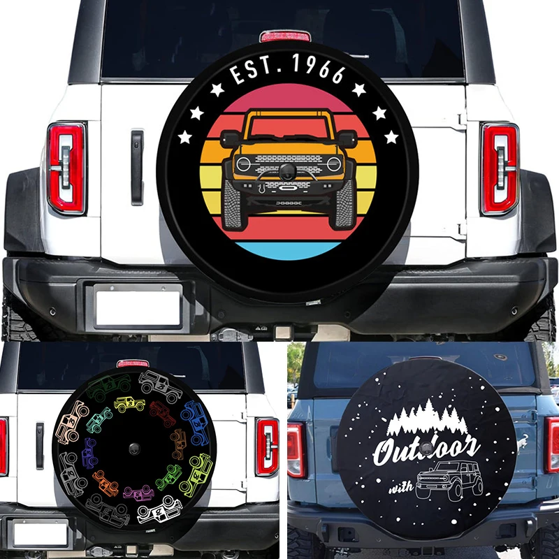 

32 Inch Spare Tire Cover for Ford Bronco Digitally Printed Custom Car Pattern for Multiple Ford Bronco Models Cars Accessories