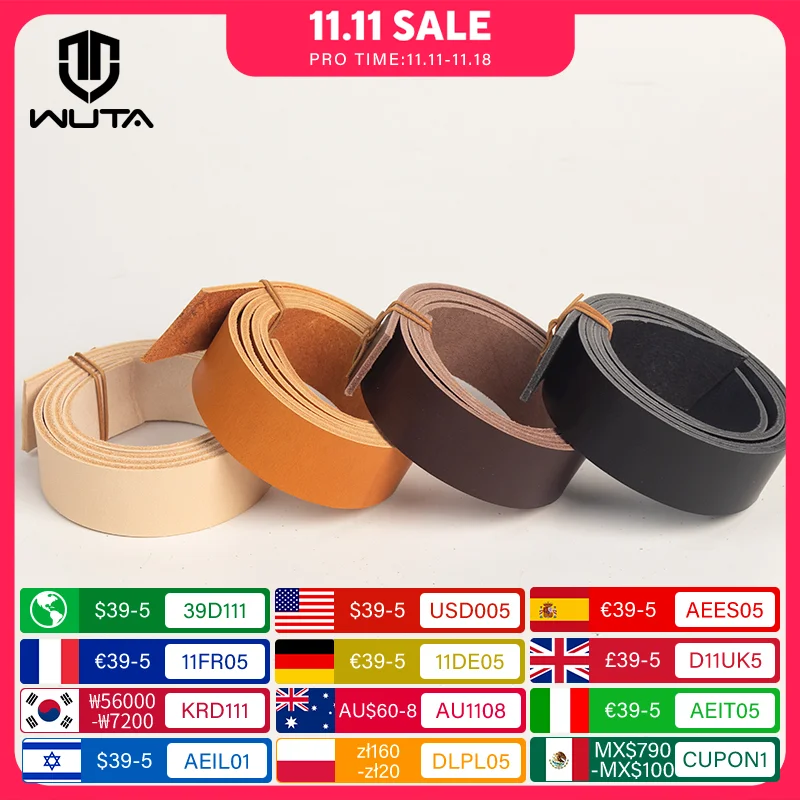 WUTA Vegetable Tanned Leather Belt Blank Shoulder Strap Making Genuine Leather Belt Strip For DIY Backpack Should Bag Handle