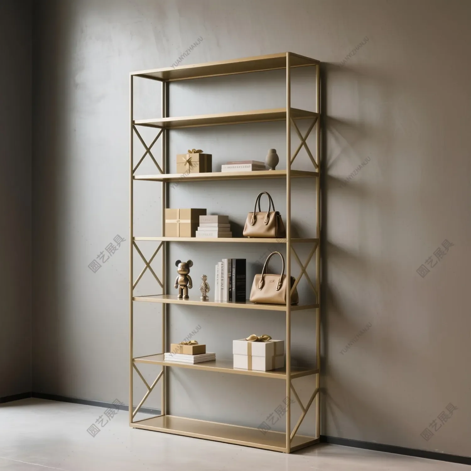 Minimalist product display rack, creative gold shelf, bookshelf bedroom floor-standing simple storage rack, partition