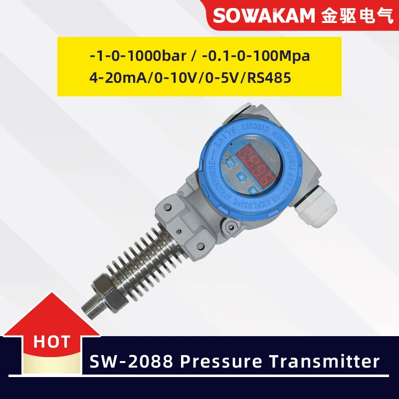 

SWK-2088 Diesel Fuel Pressure Trasducer 0-100Mpa Water Oil Pressure Sensor M20*1.5 4-20mA High Temperature Pressure Transmitter