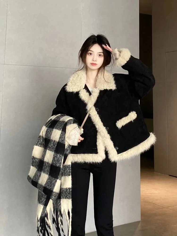 

Eco-Friendly ort Fur Jaet Women's Autumn Winter Thiened Lamb Fur Vest Faionable Casual Sle Button Plaet Cotton Fi...