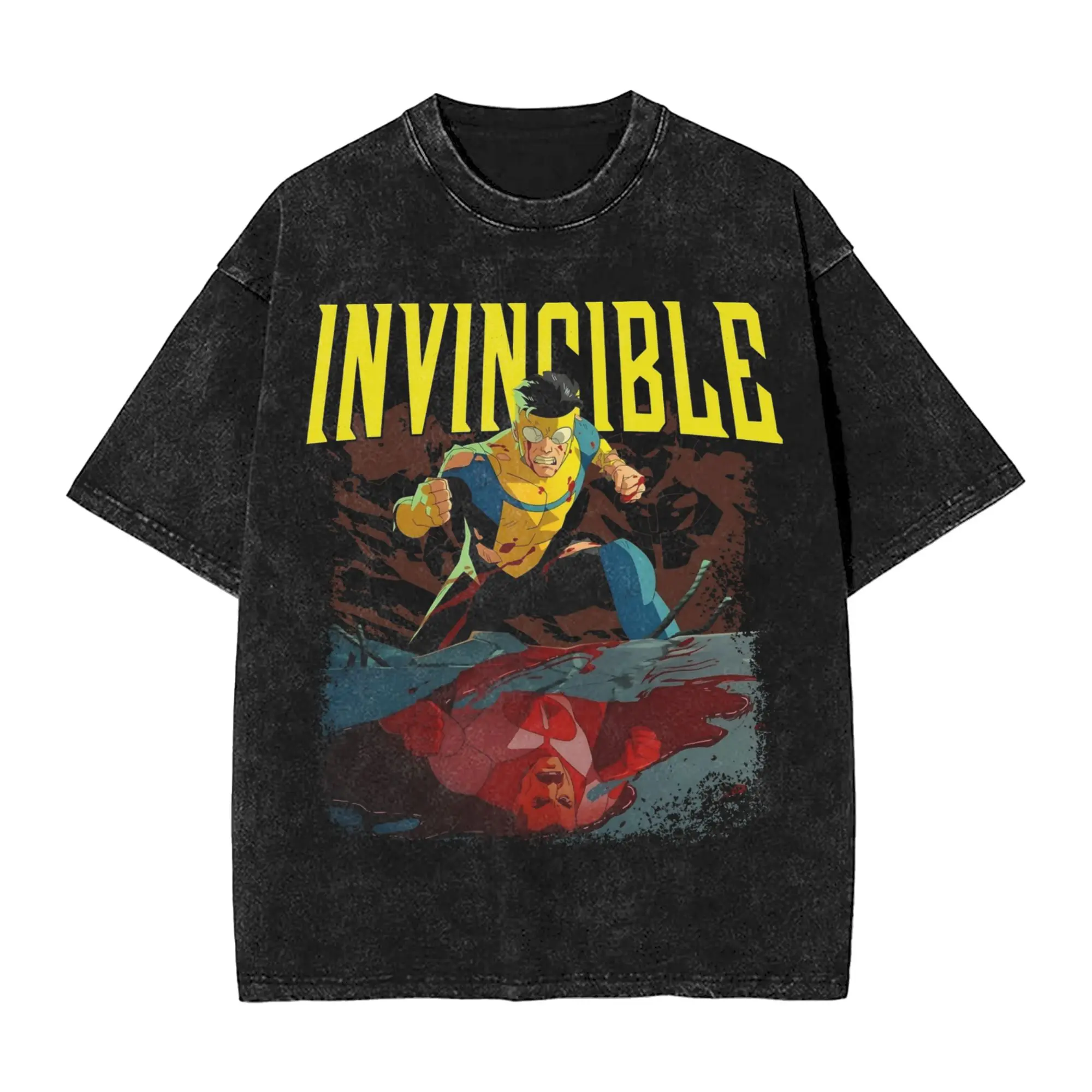 Invincible Mark Grayson Hero T Shirt Washed 100% Cotton Harajuku T-Shirt for Men Women Tops Streetwear Graphic Tops Tees