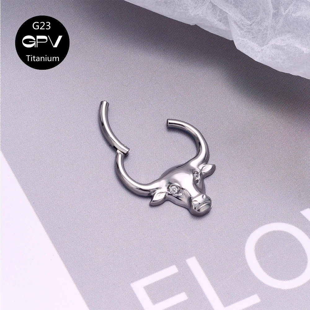 Wholesale G23 Titanium Sculpture Bull Head ZC Nose Septal Ring Punk Nose Ring Male and Female Body Perforated Jewelry Earrings