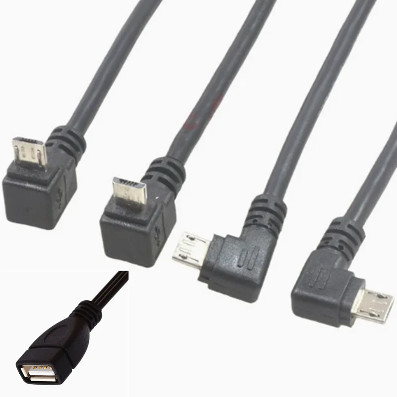 0.2m For U Disk Mobile Phone 90 Degree Up&Down&Left& Right Angled Connector Micro USB Male to USB 2.0 Female OTG Cable Adapter