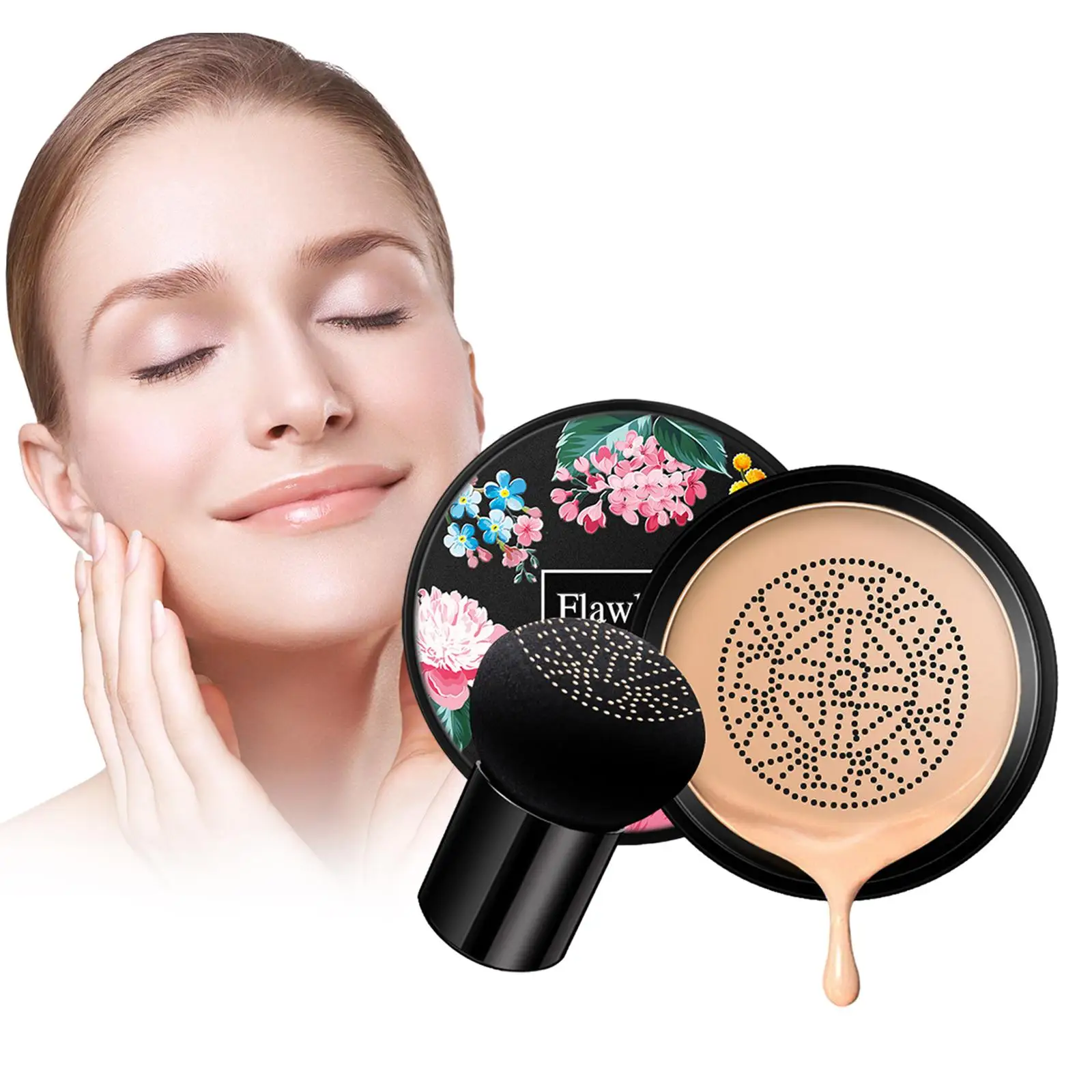 Crème CC à coussin d'air champignon, fond de teint correcteur de maquillage nu longue durée pour le visage, cosmétiques Premium, mat naturel
