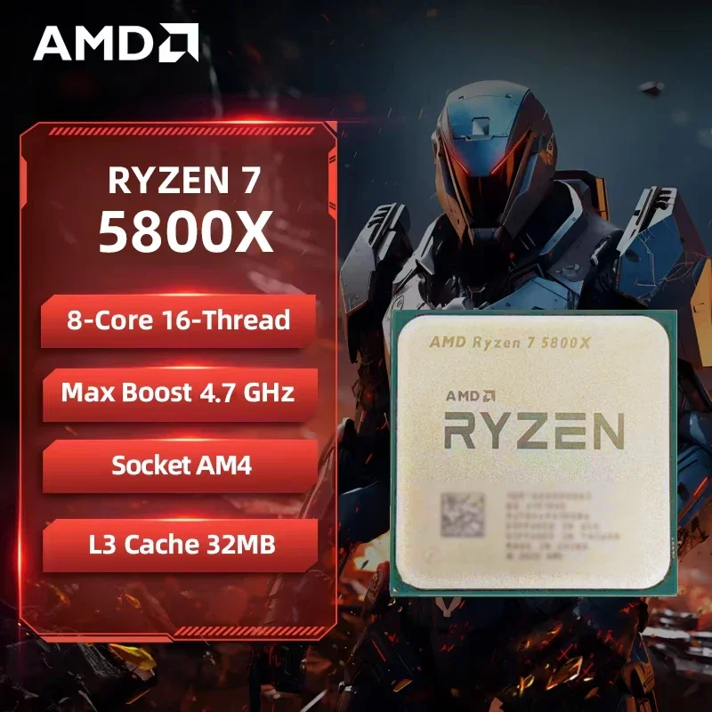AMD Ryzen 7 5800X AMD R7 5800X CPU 8-Core 16-Thread 3.8GHz Unlocked Desktop Processor Socket AM4 Gaming CPU Without Package