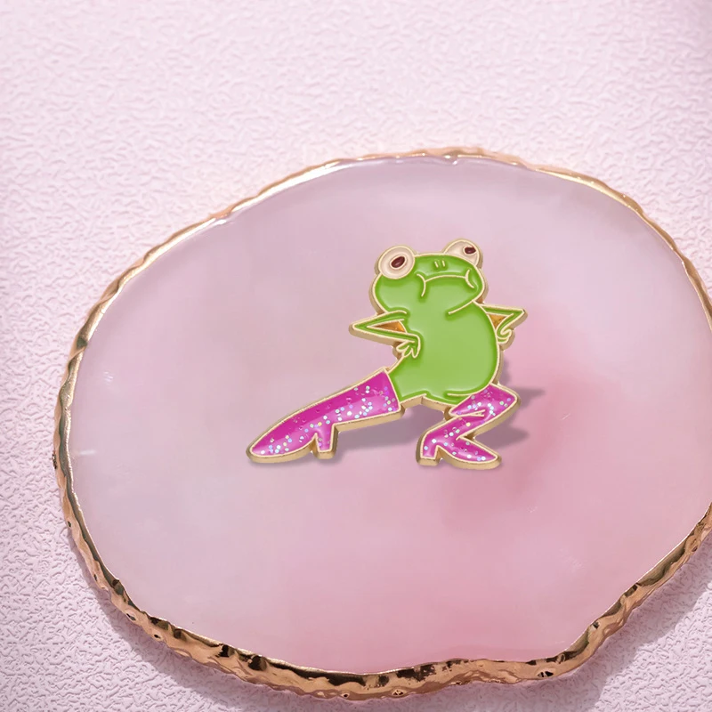 Cool Funny Frog Enamel Pins Custom Brooches Lapel Badges Cartoon Animal Jewelry Gift for Kids Friends