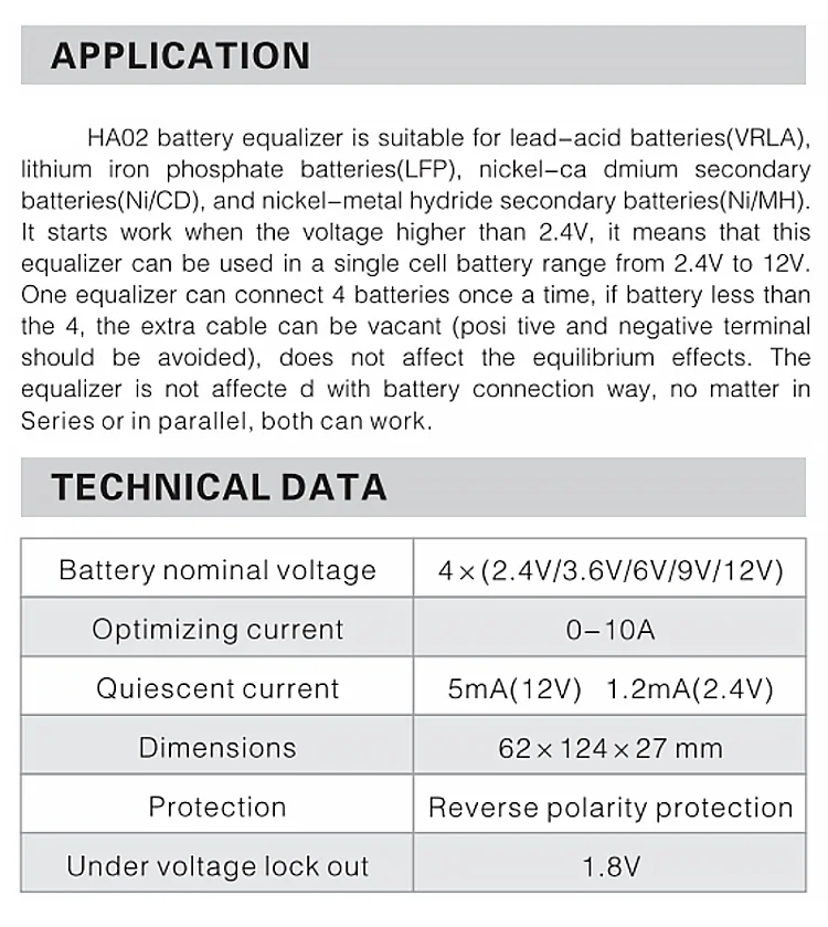 For  4 Batteries 48Volt Equalizer HA02 12V Gel Flood AGM Lead Acid Battery bank Regulators Stabilizers Voltage Balancer