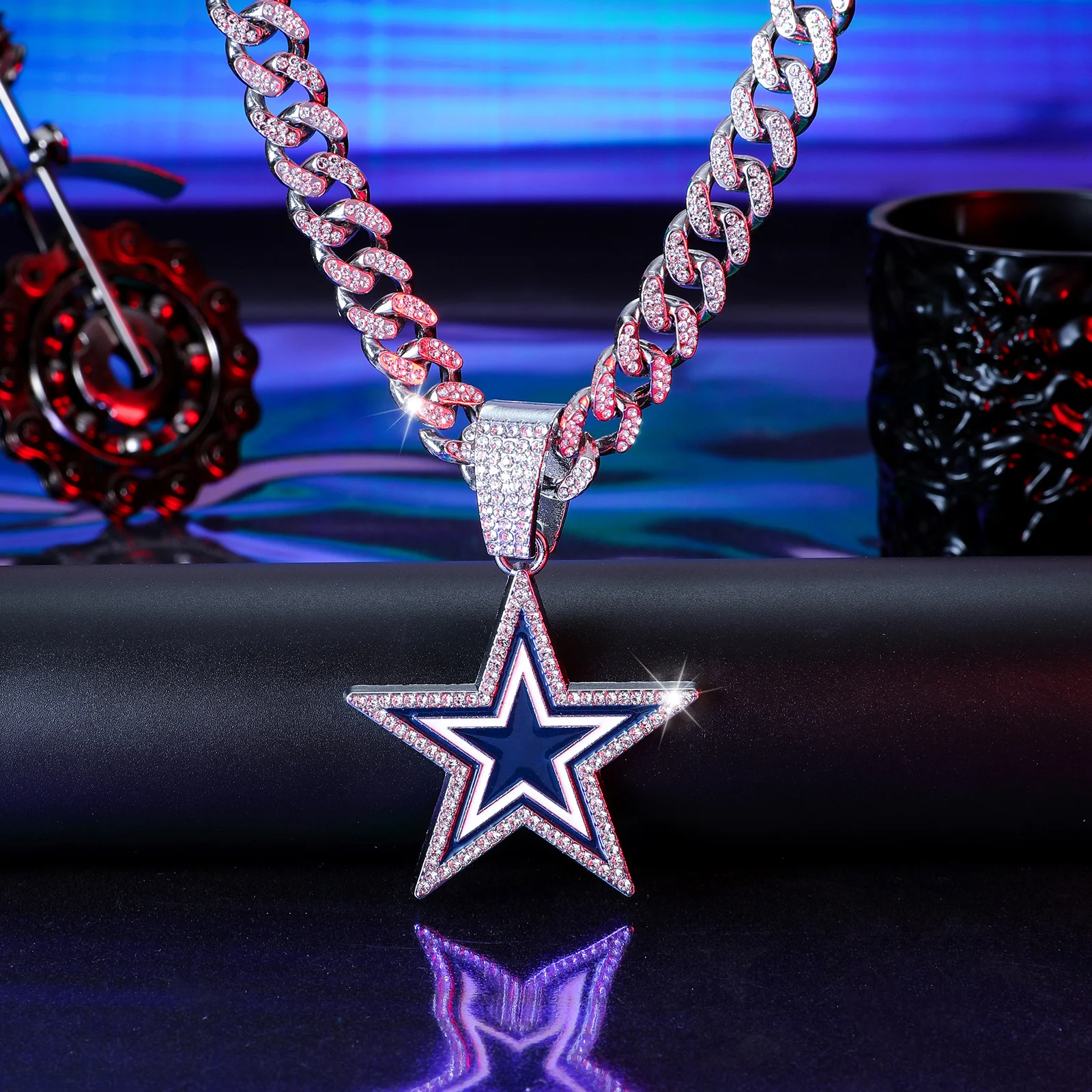 Dallas Pentagram Pendant Necklace With 20-inch Chain - Hip Hop Fashion Jewelry