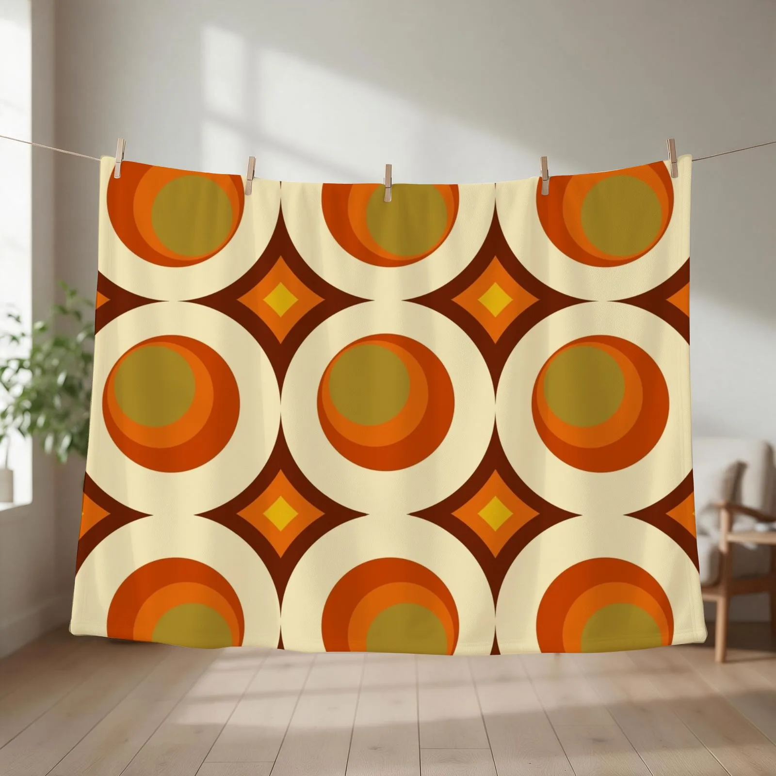 Mid-Century Modern 70s Throw Blanket couch cozy soft plush fuzzy picnic outdoor blanket