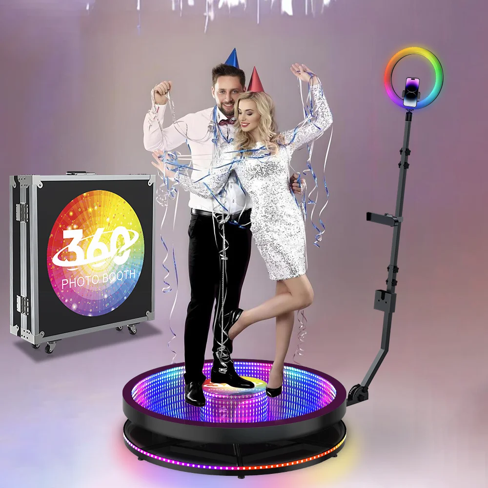 

Automatic Glass 360 Photo Booth Machine Portable Led Mirror Glass 360 Camera Booth 100cm 115cm Video Booth Wedding Party