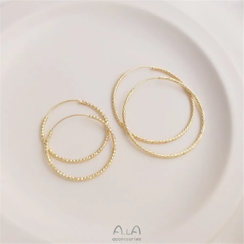 

Plain ring simple Fashion Earrings 14K Gold color protection Earrings light luxury temperament net red metal gold-plated earring