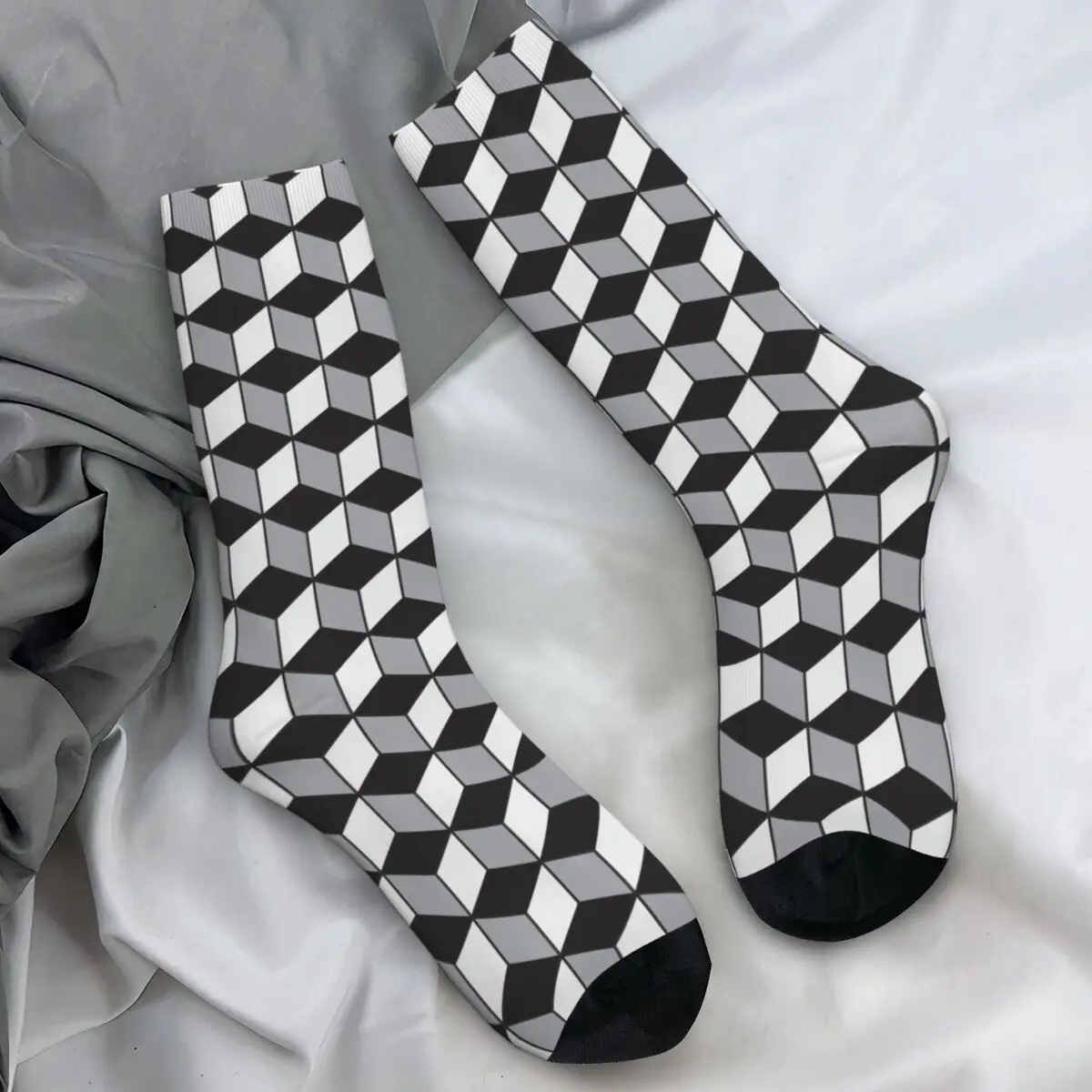 Geometric Tiles 3d Seamless Pattern Stockings Women Men Socks Comfortable Fashion Socks Sports Anti Bacterial Design Socks Gift