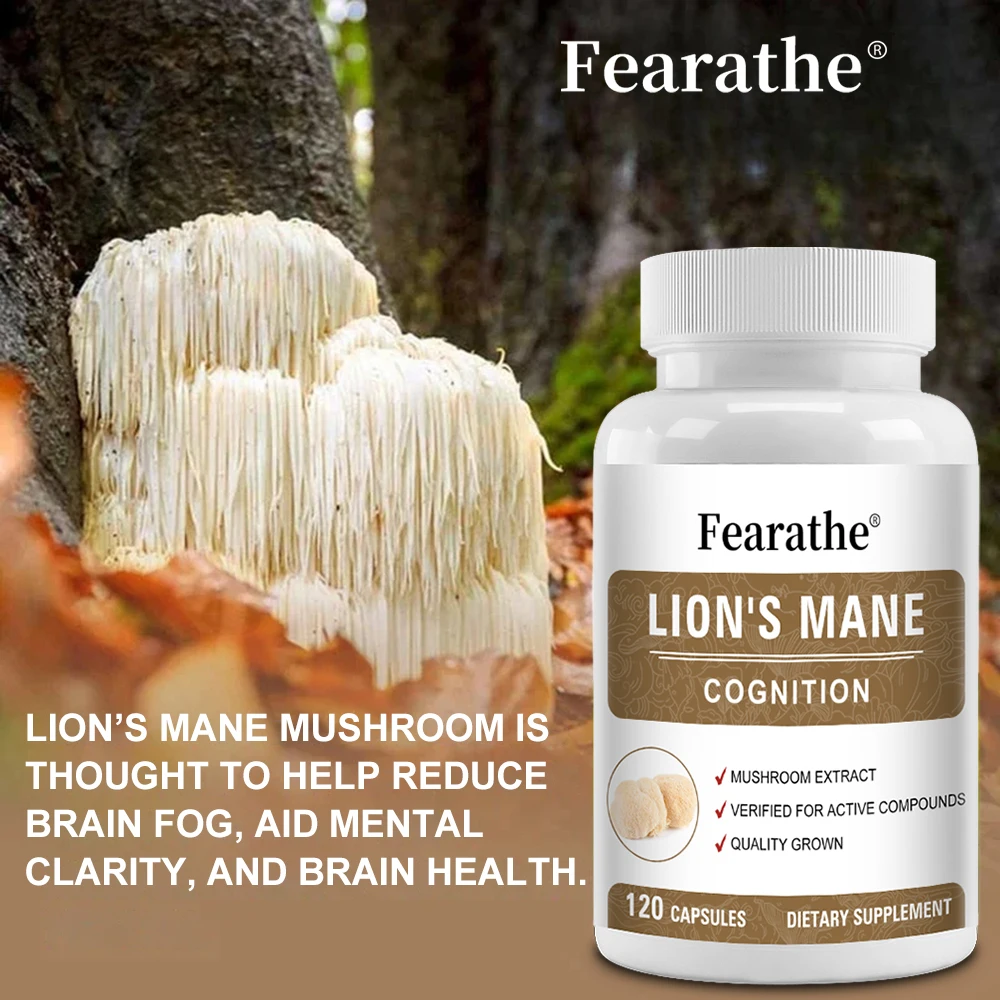 Lion's Mane Cognitive Capsules - Organic Lion's Mane Extract, Helps Mental Clarity, Focus, Memory, Cognition, Brain Health