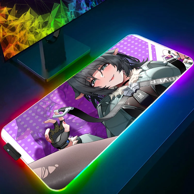 لوحة الماوس Gamer LED PC Computer Zenless Zone Zero Desktop Mat Jane Doe لوحة المفاتيح RGB Laptop Anime Gaming Accessories Mousepad