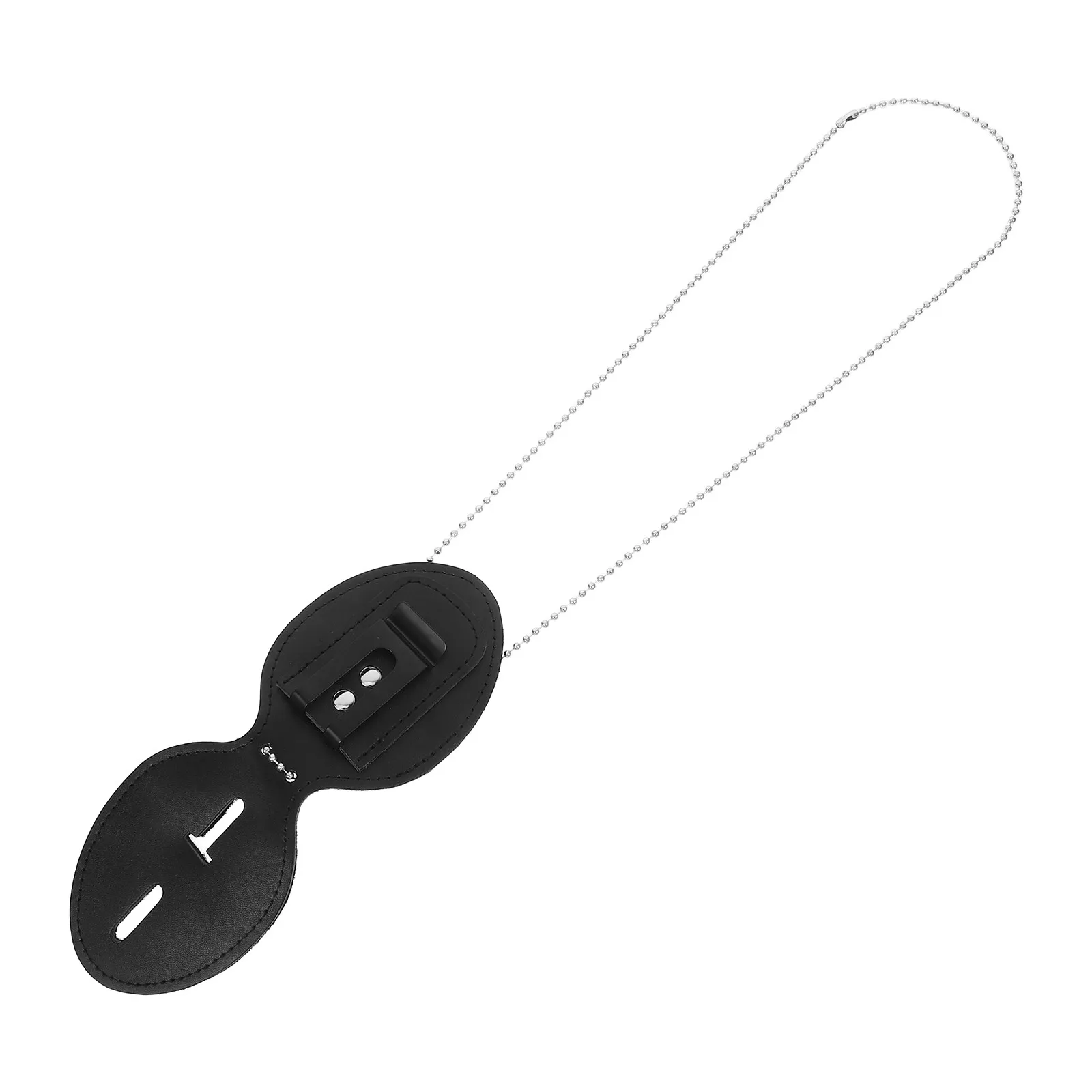 Universal Badge Holder PU Card Protector Stationary Clip Chain Secure Work Id Badge Protector for Security Staff Men Women
