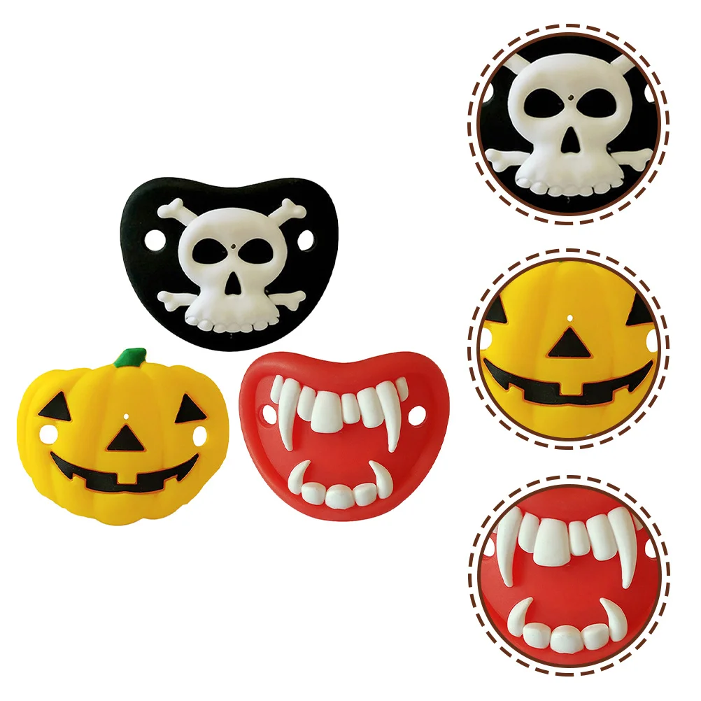 

3Pcs Pumpkin Skull Silicone Pacifier for Newborn Babies 0-6 Months Infant Pacifier Funny Portable Soother