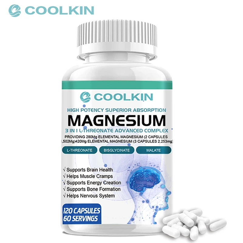 Magnesium Capsules - Energy, Brain, Bone Support, Boosts Memory and Cognitive Function, Improves Sleep Quality