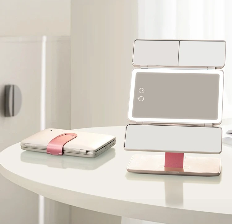 Makeup mirror desktop with lamp desktop portable folding vanity mirror high definition intelligent