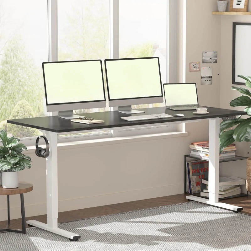 One-Piece Standing Desk, 60 x 24 Inches Large Height Adjustable Desk, Electric Sit Stand Desk Home Office Table