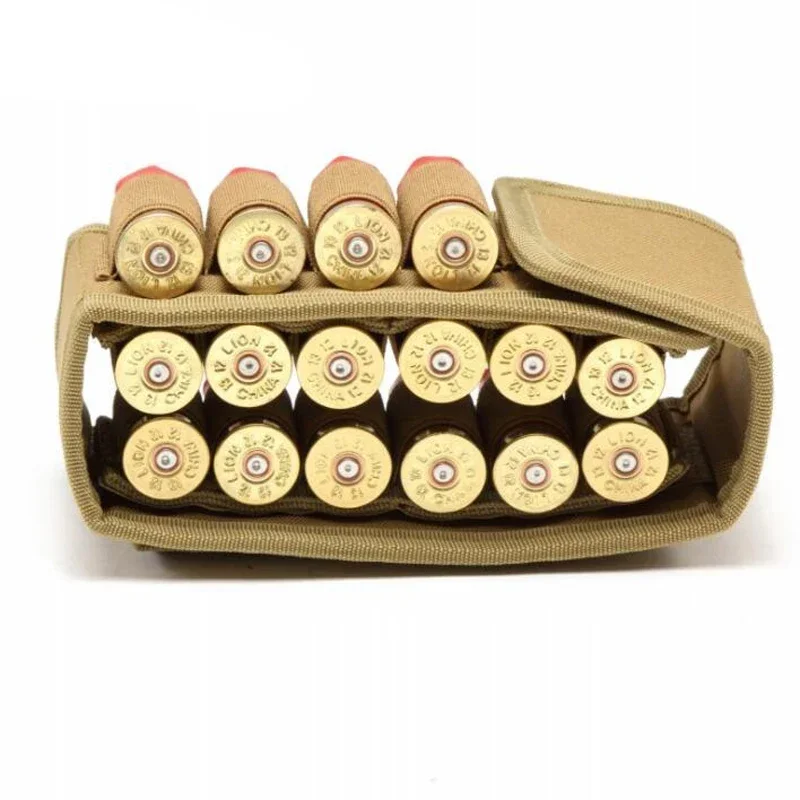 16 Rounds Ammo Pouch Molle 12/20GA Cartridge Shotgun Shell Holder Waist Bag Airsoft Hunting Rifle Bullet Cartridge Holder Case