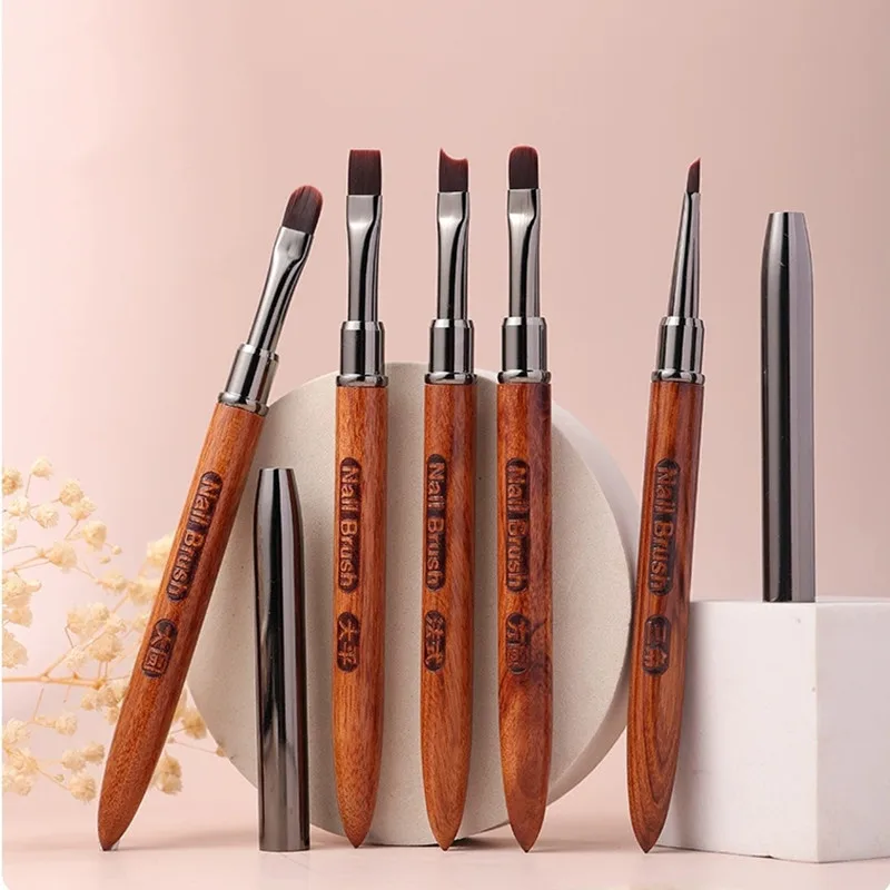 5 نمط خشب الصندل اليد مسمار فرشاة فنية الثلاثي رسم اللوحة خط القلم بطانة التدرج شقة مستديرة المعادن الفرنسية مانيكير أدوات #6