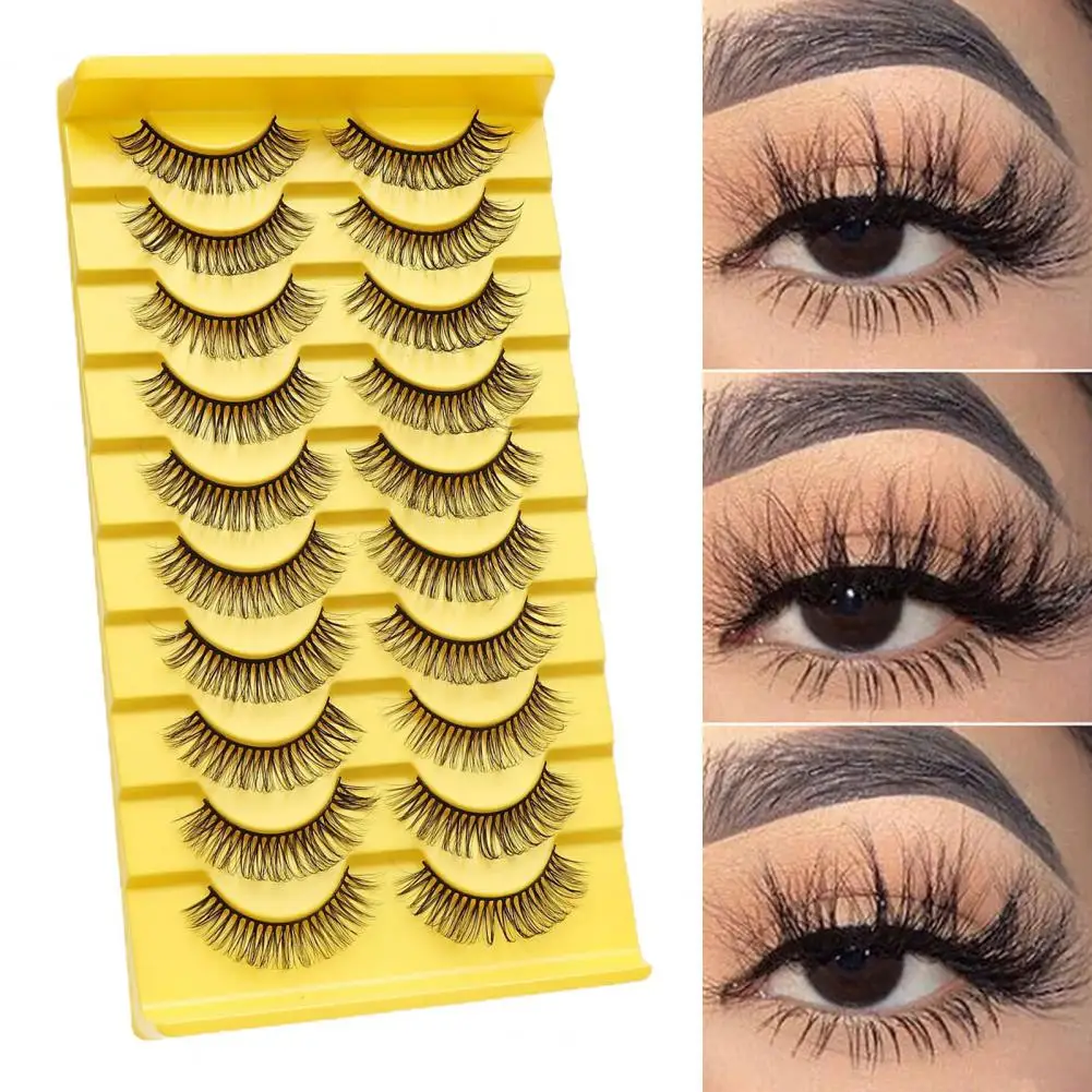 10 Pairs Russian Strip Lashes False Eyelashes 3D Effect Realistic Curled Russian Volume Eyelashes Makeup Prop Fake Eyelashes