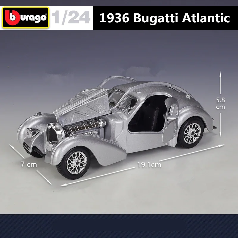 Bburago 1:24 1936 Bugatti 57SC Atlantic Alloy Car Model Diecast Metal Classic Sports Car Vehicles Model Collection Kids Toy Gift