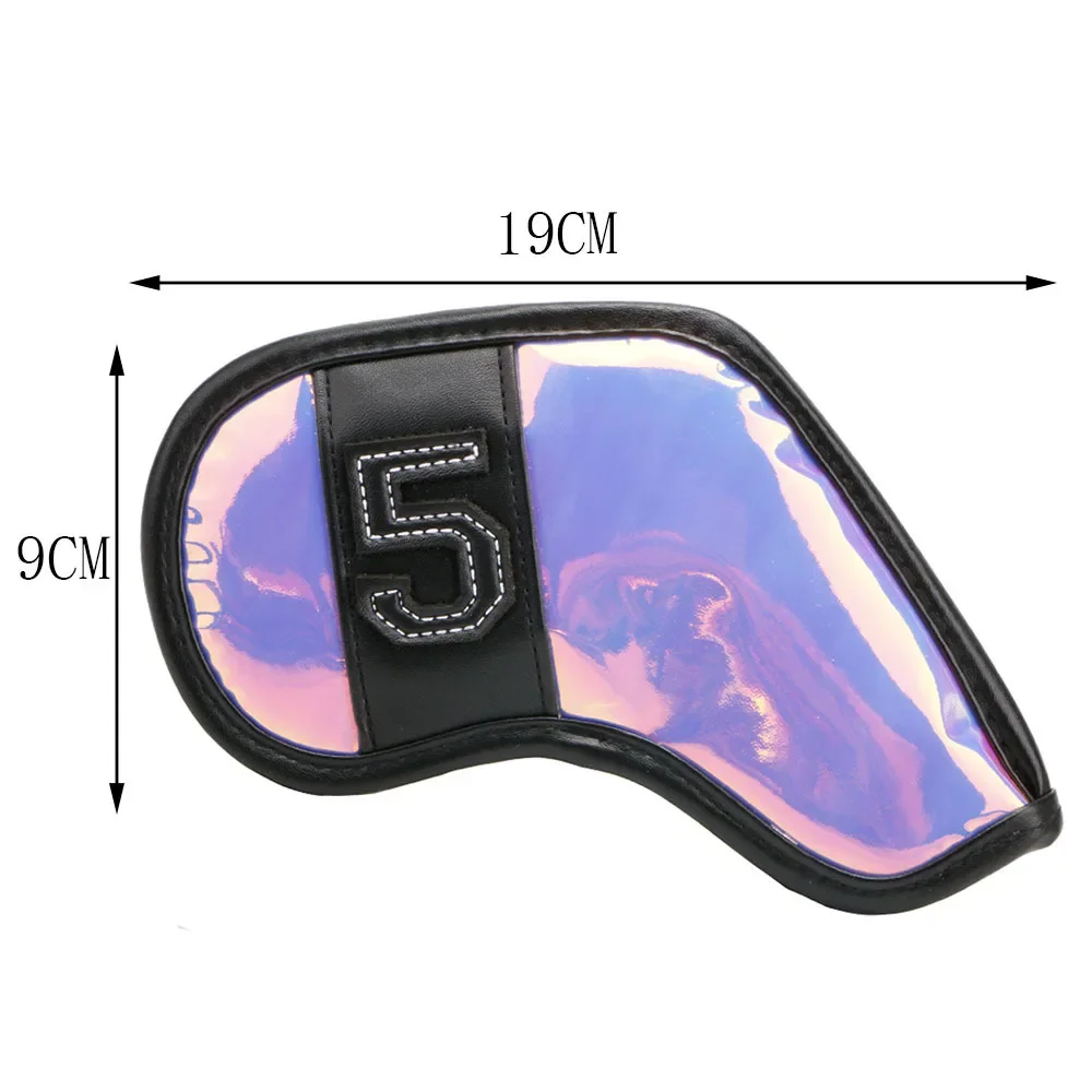 10pcs/set Headcover Golf Putter Headcover Golf Iron Cover Club Cap Cover Symphony Mirror Laser TPU Protective Cover Velcro