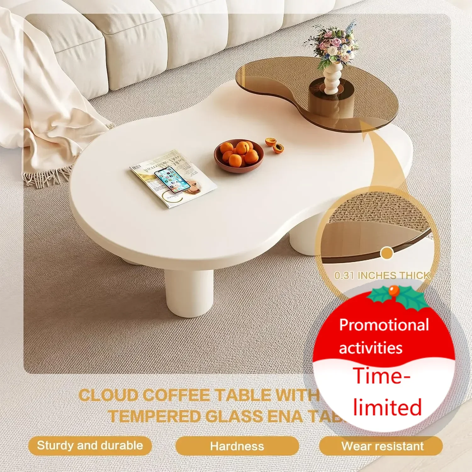 

Горячая распродажа: Комплект из 2 современных журнальных столиков-трансформеров 40,94 дюйма, 2-в-1, с нерегулярной формой и стеклянной столешницей, для гостиной, B