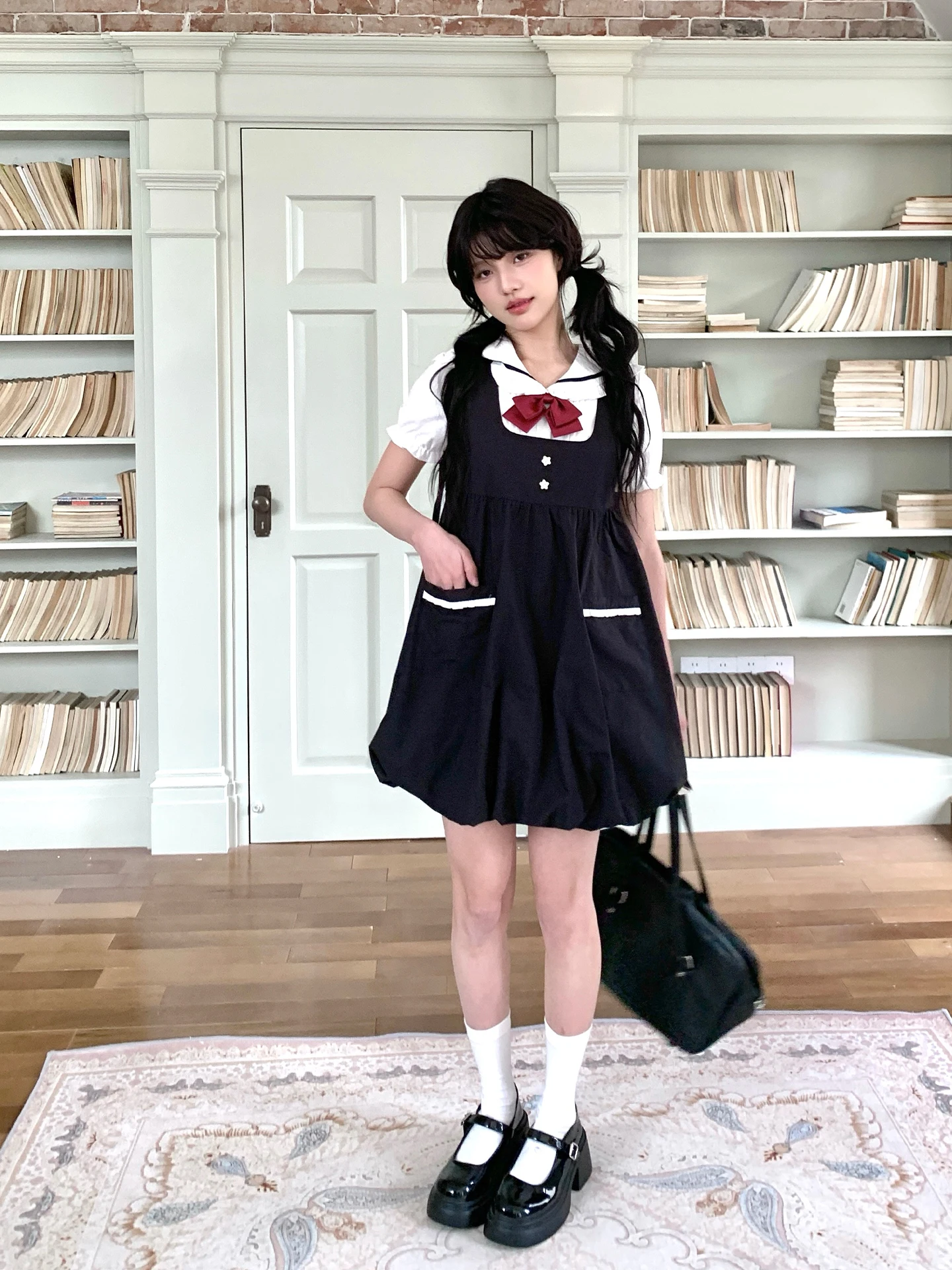 

Tokyo Annual Record JK Original Design Cute White Ruffle Collar Short Sleeve Shirt Women Summer Age Reduction Lovely Top