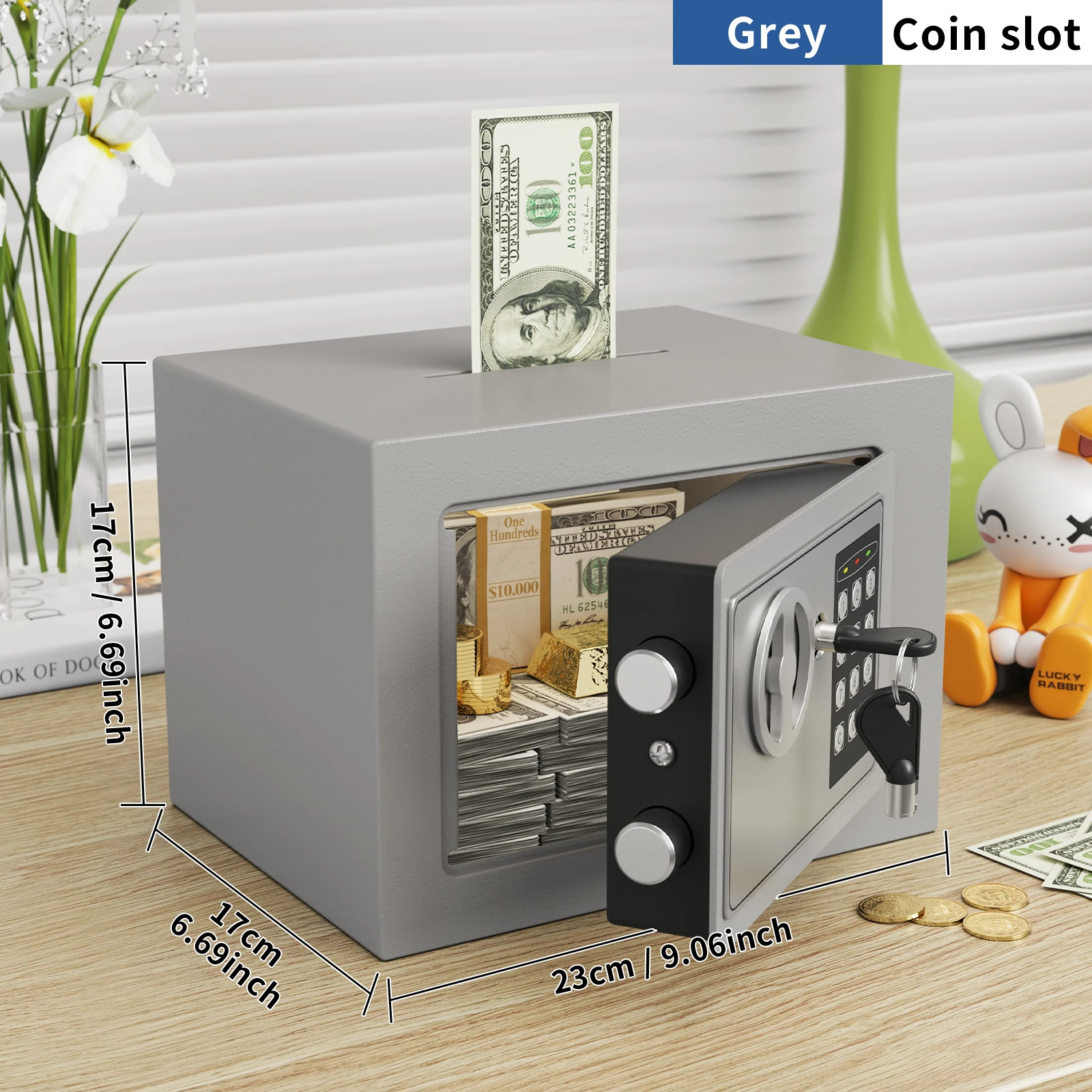 Cassetta di sicurezza con password antifurto a parete con doppia chiave e blocco password digitale