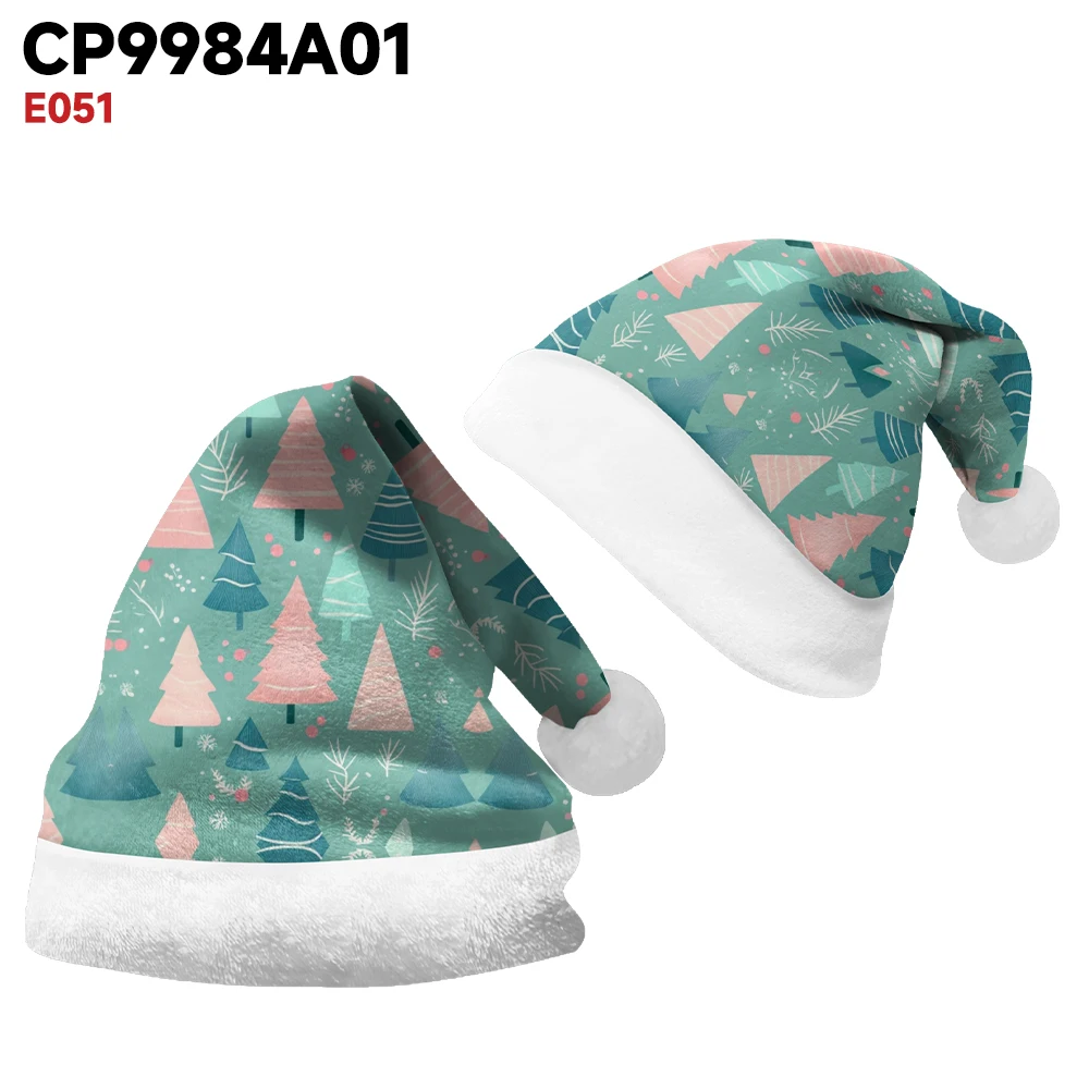 Fashionable winter atmosphere Christmas hat macaron pink tree print party, daily warm and comfortable