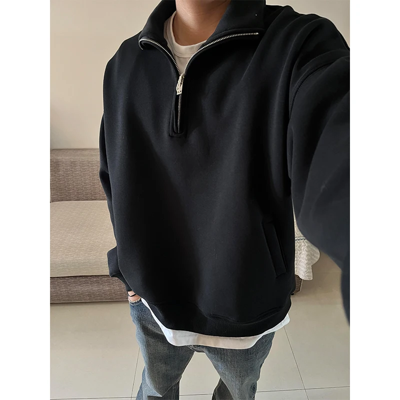 

Мужская толстовка Bla с воротником-стойкой на молнии, американского стиля, из плотной износостойкой ткани, высококачественная, стильная куртка-худи