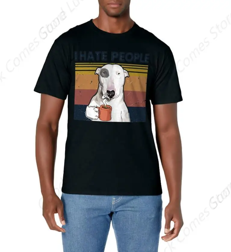 Bull Terrier Starry Night Impressionist Dog Art by Aja T-Shirt