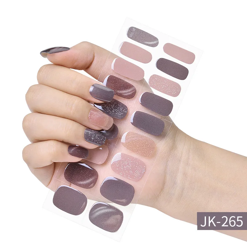 Pegatina de uñas de Gel semicurado UV Aurora Cat's Eye, semihorneado parche de uñas de Gel, deslizadores adhesivos de cubierta completa de larga duración, 18 puntas