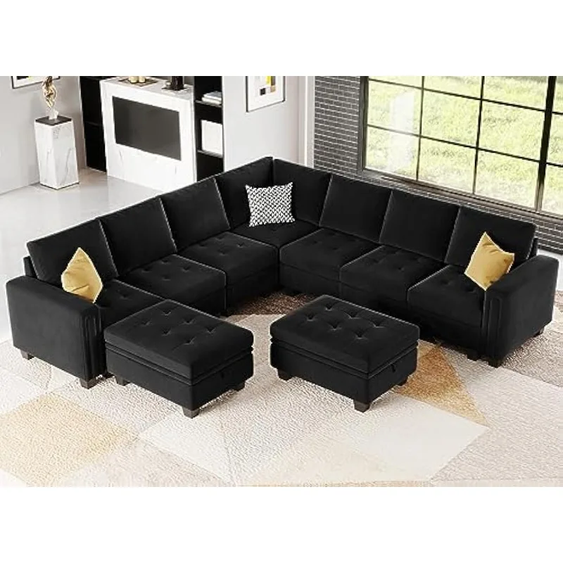 

Негабаритный бархатный модульный 8-местный секционный диван с местом для хранения, османский U-образный диван, модульный секционный трансформируемый комплект