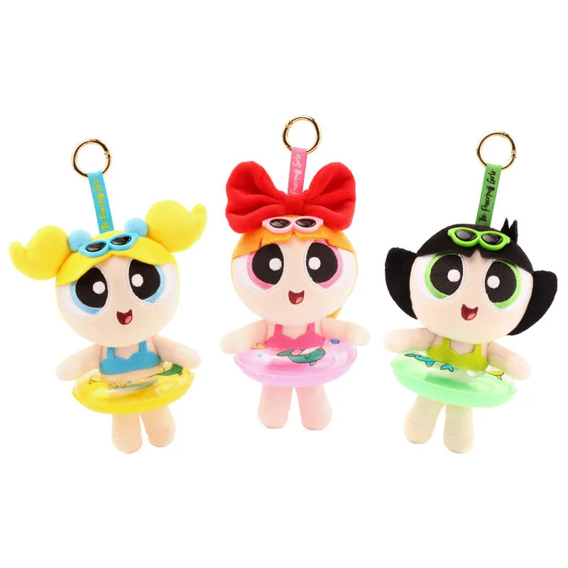 Niedliche The Powerpuff Girls Blossom Bubbles Pp Baumwolle gefüllte Plüschpuppe Schlüsselanhänger Mädchenhaftes Herz Rucksack Dekoration Puppen Geschenke