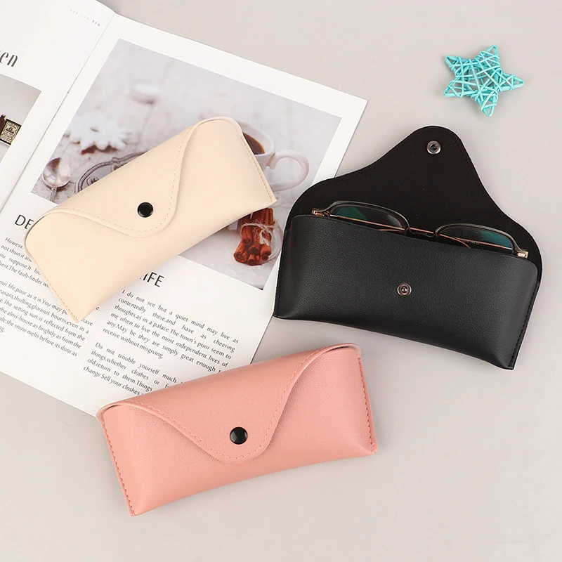 قطعة واحدة من حافظة النظارات الشمسية الجلدية المتينة بلون واحد، صندوق نظارات محمول خفيف الوزن #1