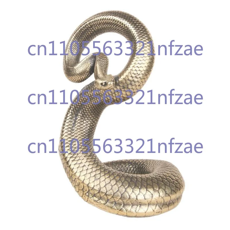 

china old brass casting mini home Viper snake statue figure collectable ornament
