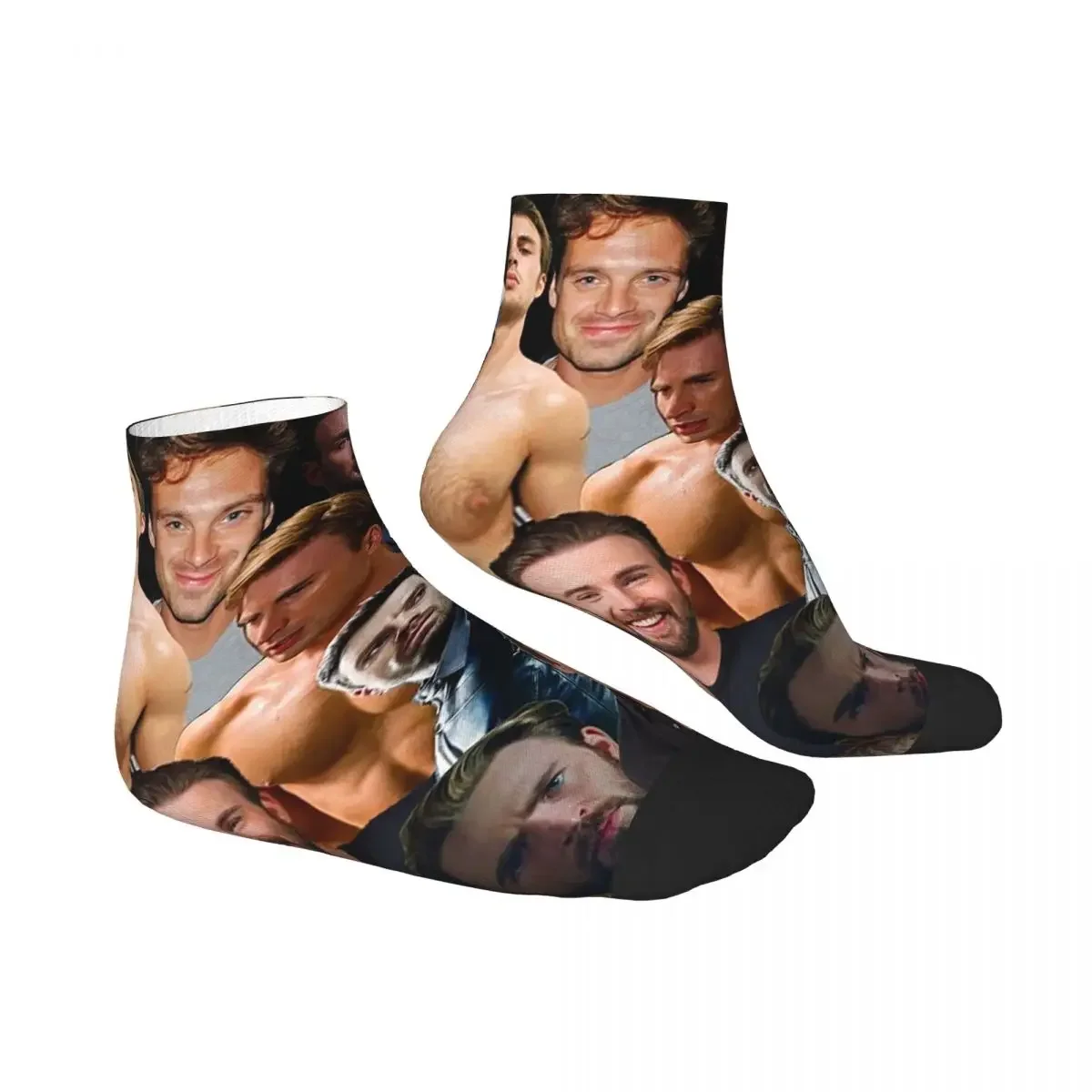 Sebastian Stan y Chris Evans Collage calcetines Harajuku medias súper suaves calcetines para todas las estaciones para regalos de Navidad para hombre y mujer