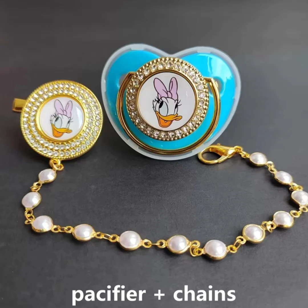 New baby pacifier Diamond Baby pacifier Chain clip for newborns Toy Food grade non-tarnish exclusive pacifier clip chupetas de