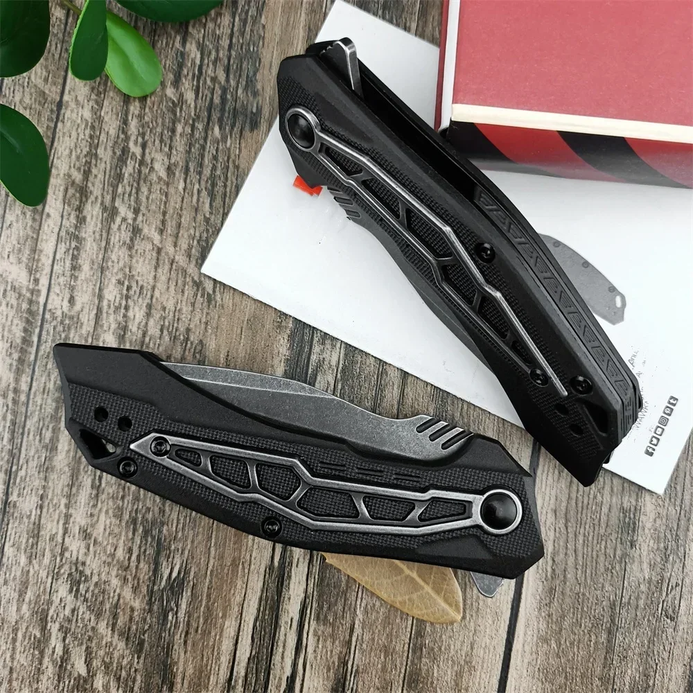 KS 1376 Flipper Knife BlackWashed Tanto Blade Nylon Fiber Handles EDC Folding Knife Outdoor Tactical Survival Military Tool