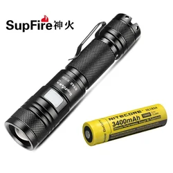 Supfire A2 Zooming LED Flashlight 1200LM 5 Mode Rechargeable Troch Light by 18650 Battery for Camping, Hiking, Walking ,Cycling