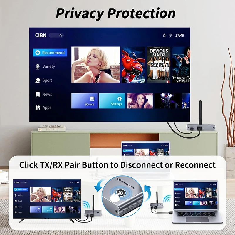 Receptor de pantalla Wifi, transmisor inalámbrico HD, dispositivo inalámbrico de la misma pantalla, extensor inalámbrico de 100M, mirroring multidispositivo