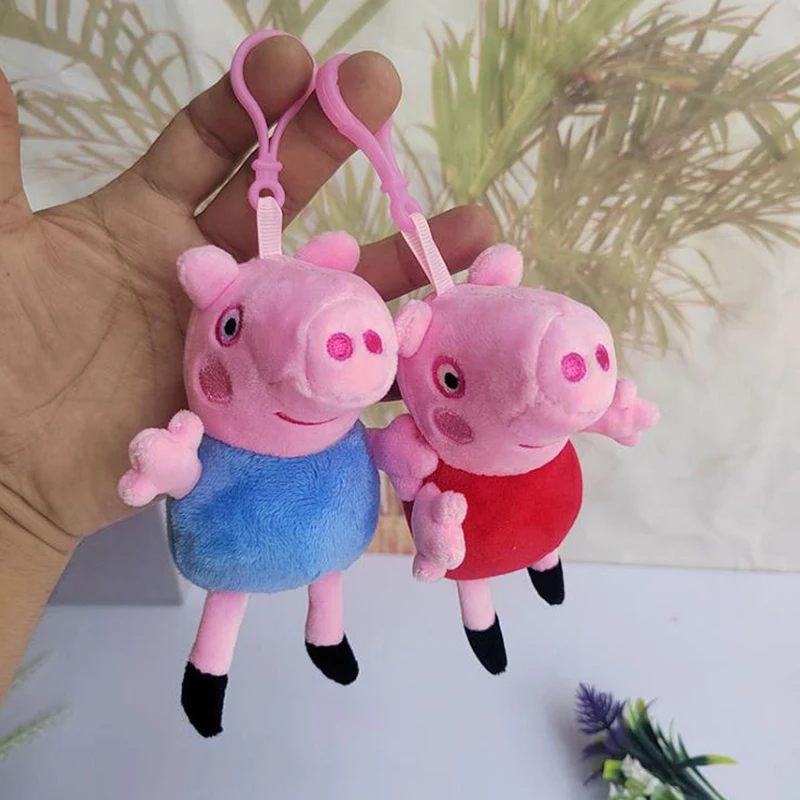 Peppa خنزير أنيمي الشكل لعبة قلادة Peppa جورج بابا خنزير عروسة كارتون سلاسل المفاتيح كيرينغ حلية حقيبة اكسسوارات هدايا للأطفال