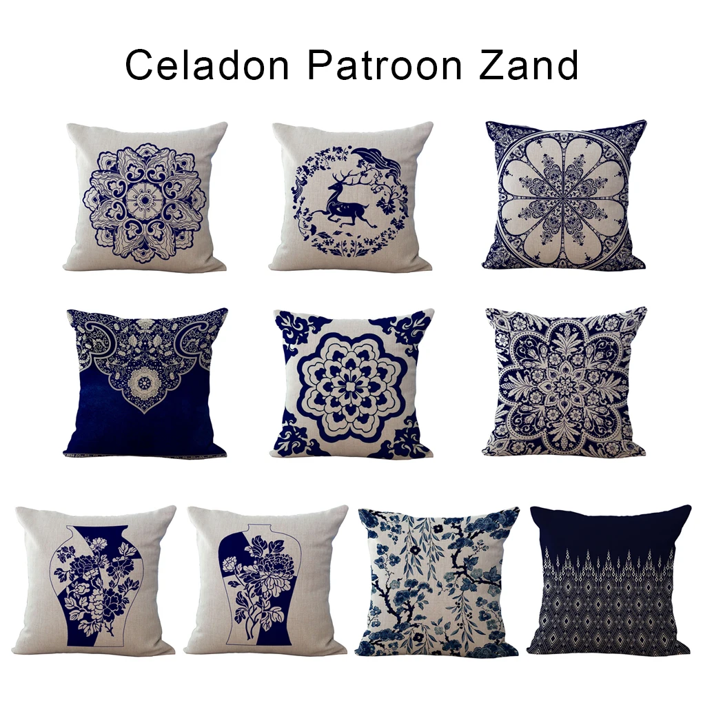 Reusable Cushion Case Cover Classical Double Sided Pattern Sofa Wear-resistant Hug Pillowcase Home Decor  Type 3